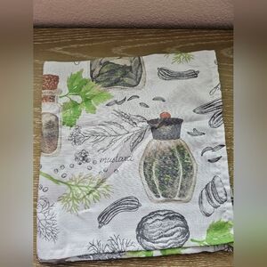 Botanical Print table runner with illustrations of spices and herbs